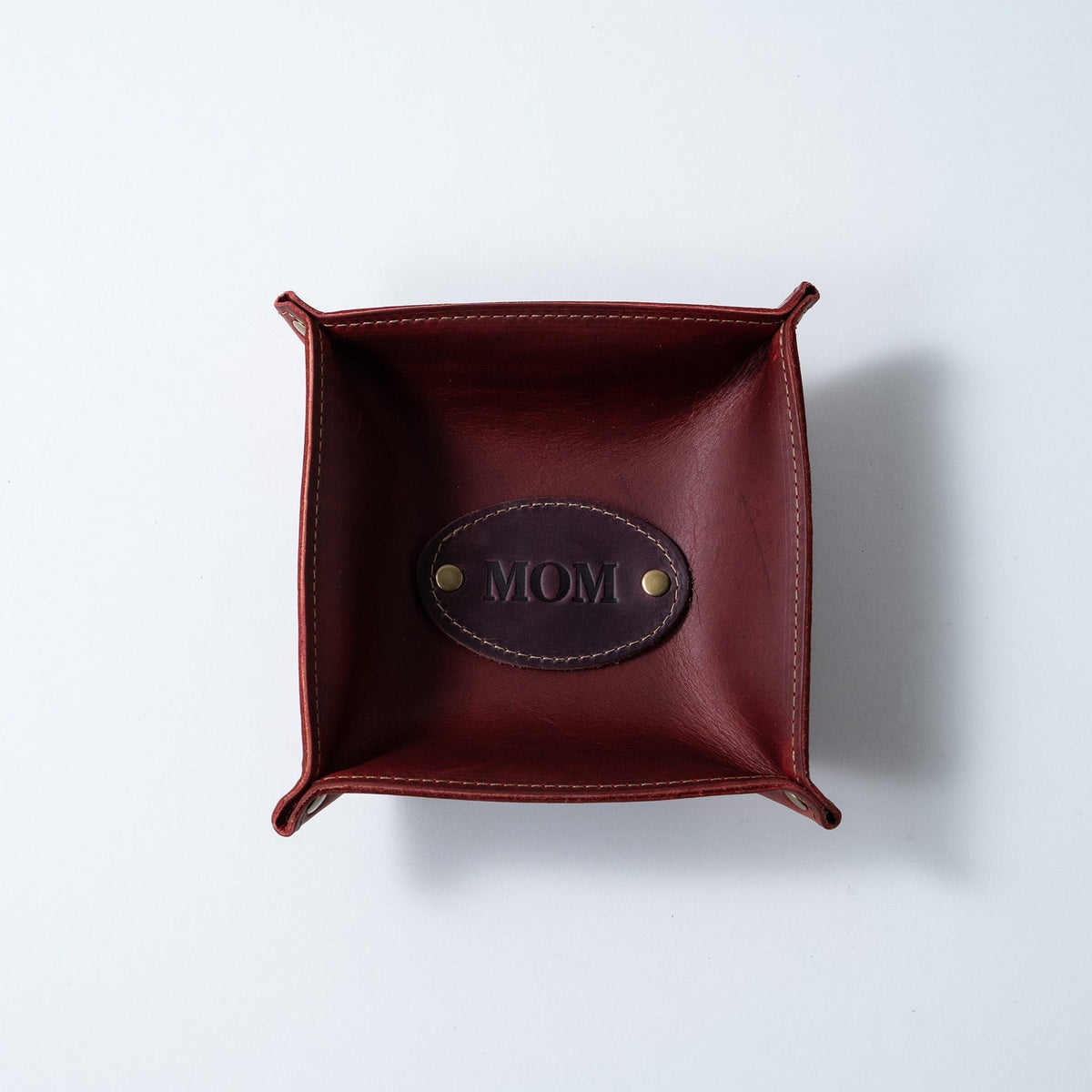 The Monticello Fine Leather Personalized Desk Valet Caddy Tray for Dresser or Office Gift - Holtz Leather