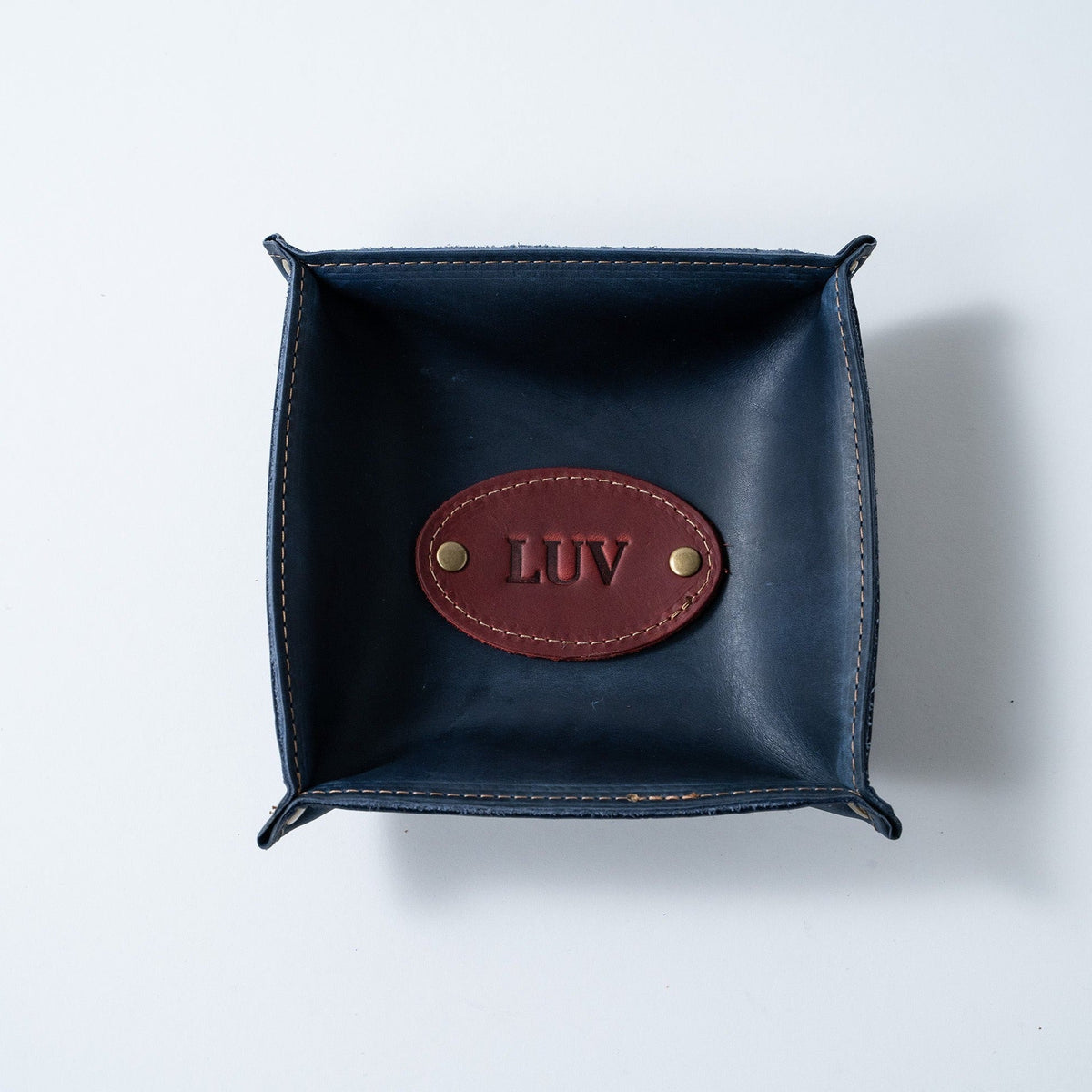 The Monticello Fine Leather Personalized Desk Valet Caddy Tray for Dresser or Office Gift - Holtz Leather