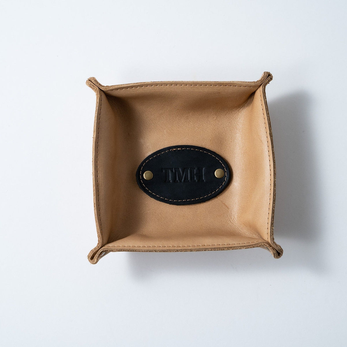 The Monticello Fine Leather Personalized Desk Valet Caddy Tray for Dresser or Office Gift - Holtz Leather