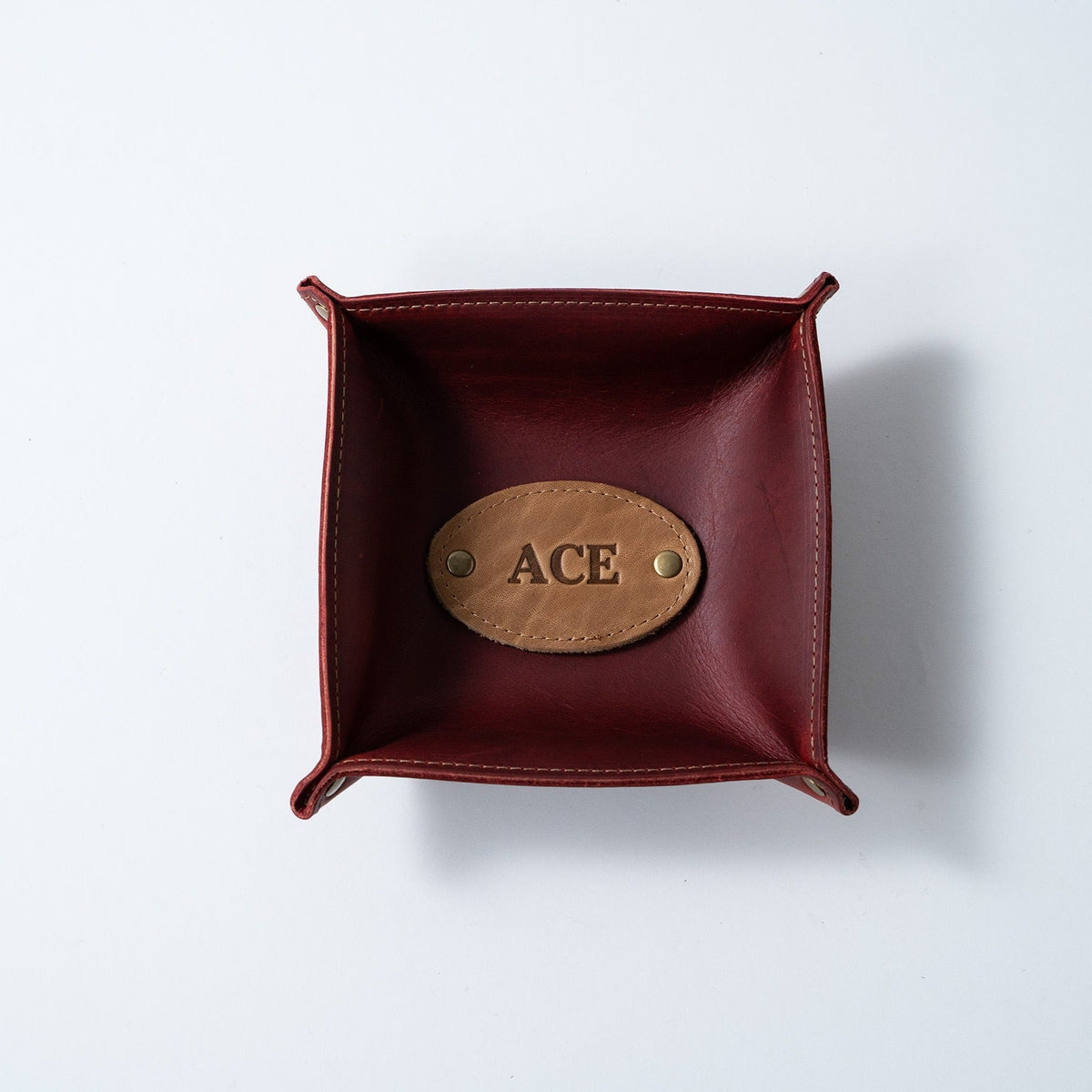 The Monticello Fine Leather Personalized Desk Valet Caddy Tray for Dresser or Office Gift - Holtz Leather