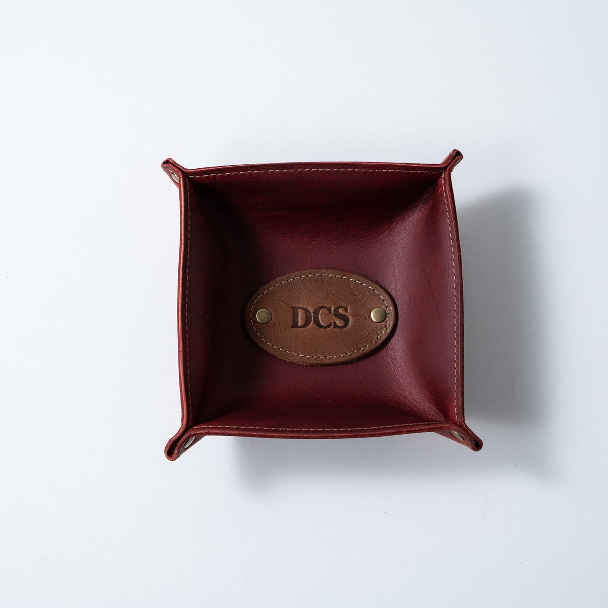 The Monticello Fine Leather Personalized Desk Valet Caddy Tray for Dresser or Office Gift - Holtz Leather