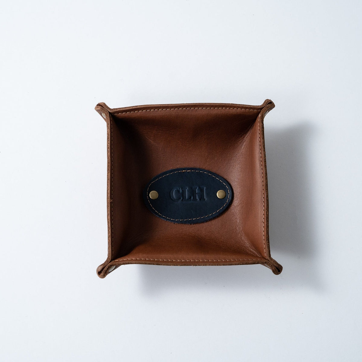 The Monticello Fine Leather Personalized Desk Valet Caddy Tray for Dresser or Office Gift - Holtz Leather