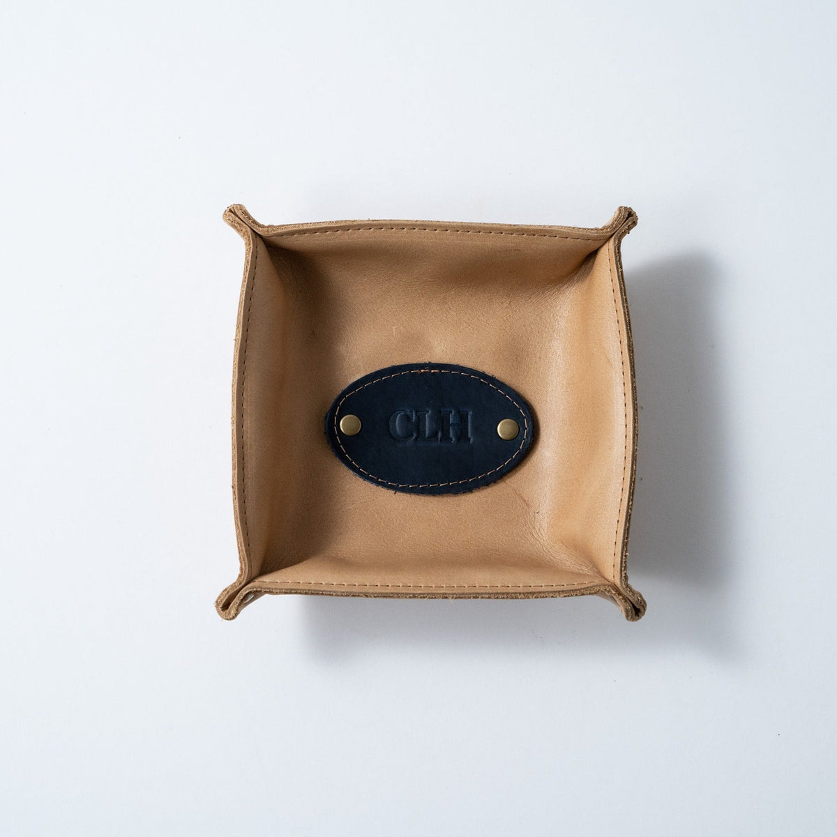 The Monticello Fine Leather Personalized Desk Valet Caddy Tray for Dresser or Office Gift - Holtz Leather