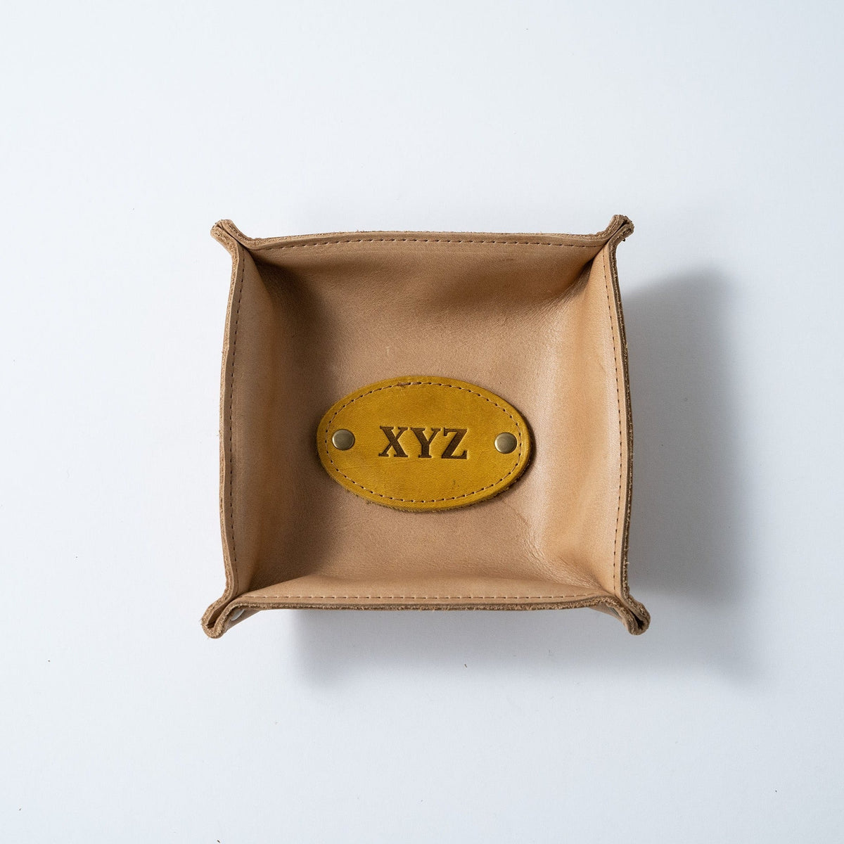 The Monticello Fine Leather Personalized Desk Valet Caddy Tray for Dresser or Office Gift - Holtz Leather