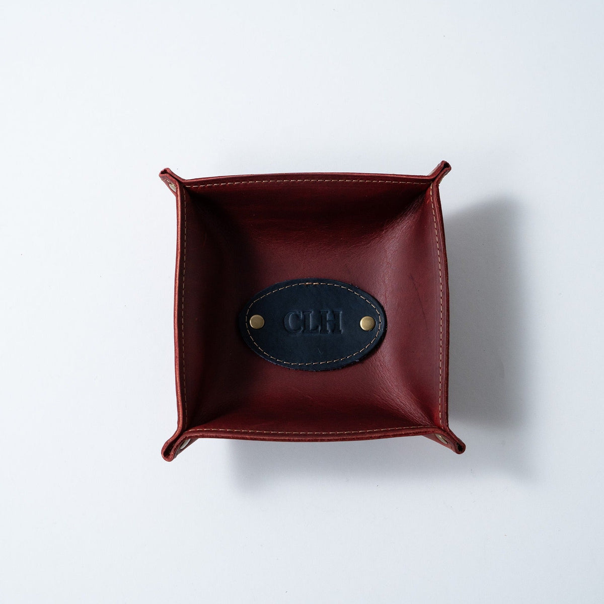 The Monticello Fine Leather Personalized Desk Valet Caddy Tray for Dresser or Office Gift - Holtz Leather