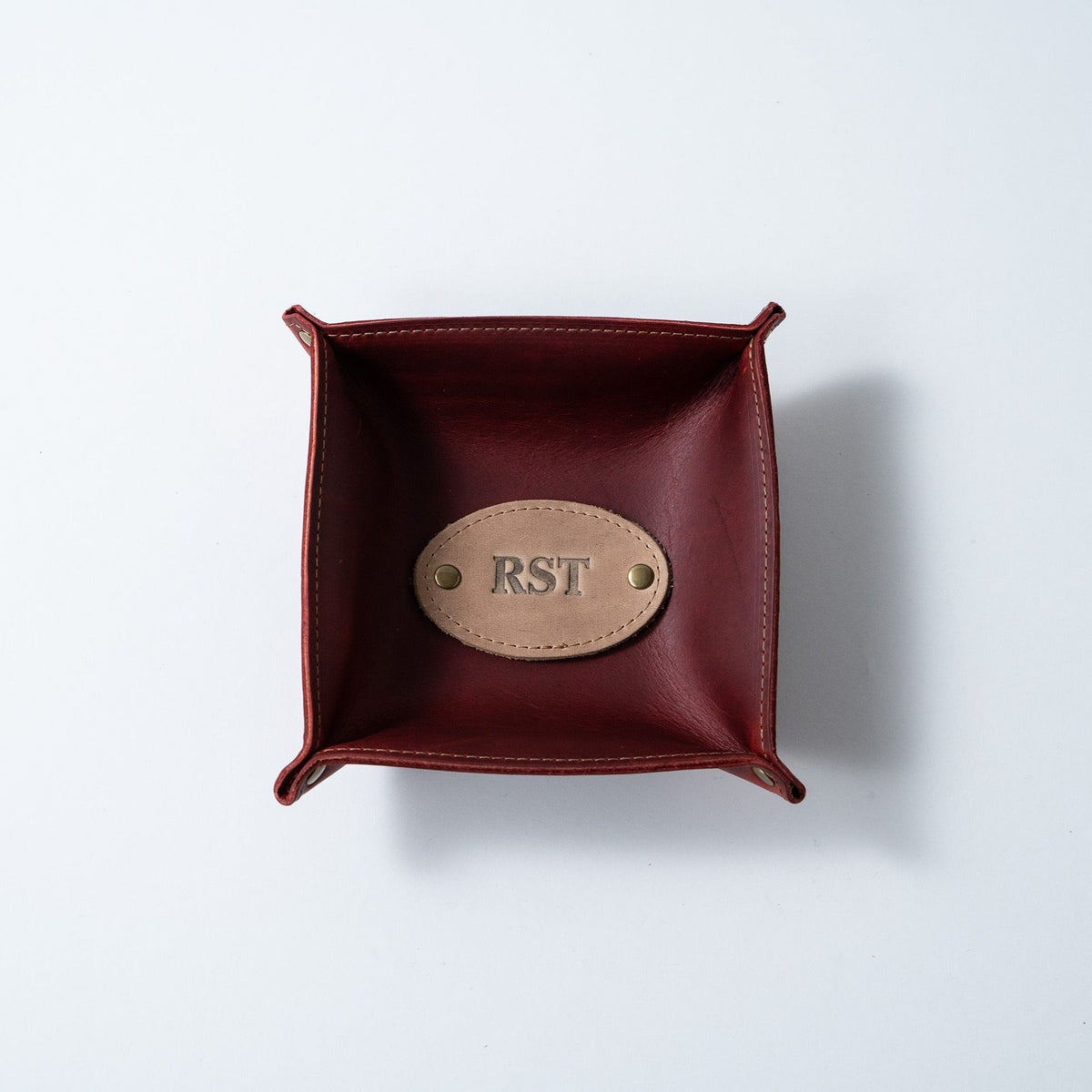 The Monticello Fine Leather Personalized Desk Valet Caddy Tray for Dresser or Office Gift - Holtz Leather