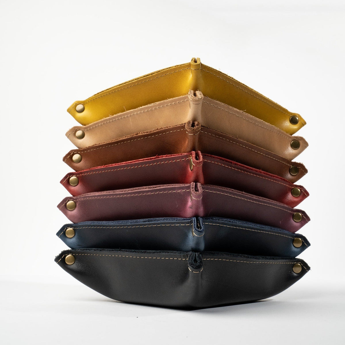 The Monticello Fine Leather Personalized Desk Valet Caddy Tray for Dresser or Office Gift - Holtz Leather