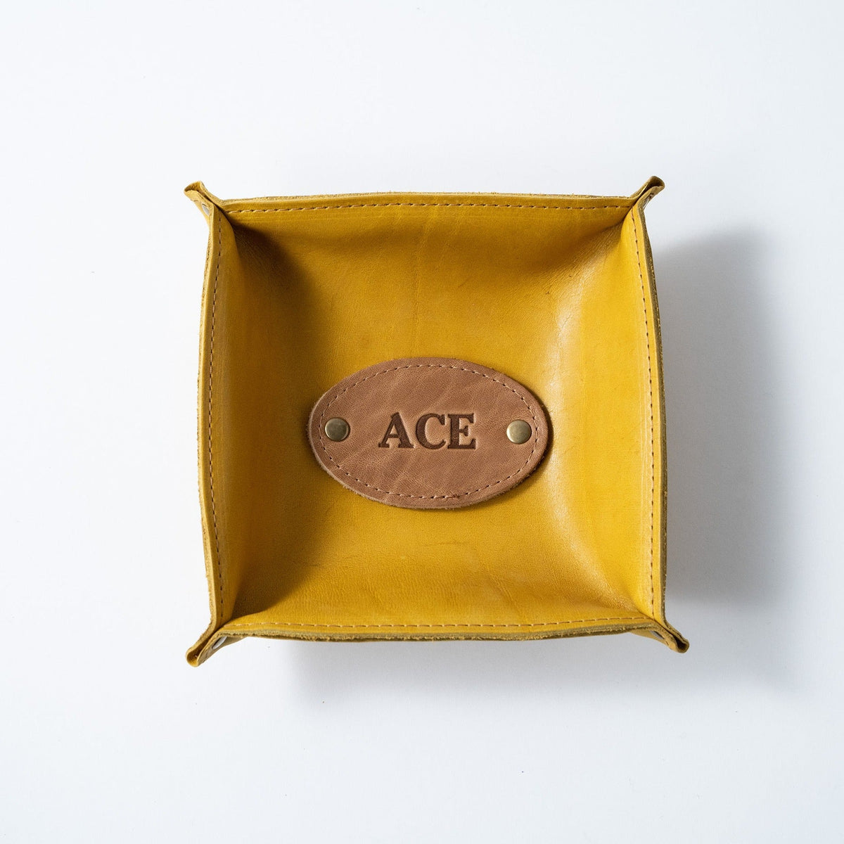 The Monticello Fine Leather Personalized Desk Valet Caddy Tray for Dresser or Office Gift - Holtz Leather