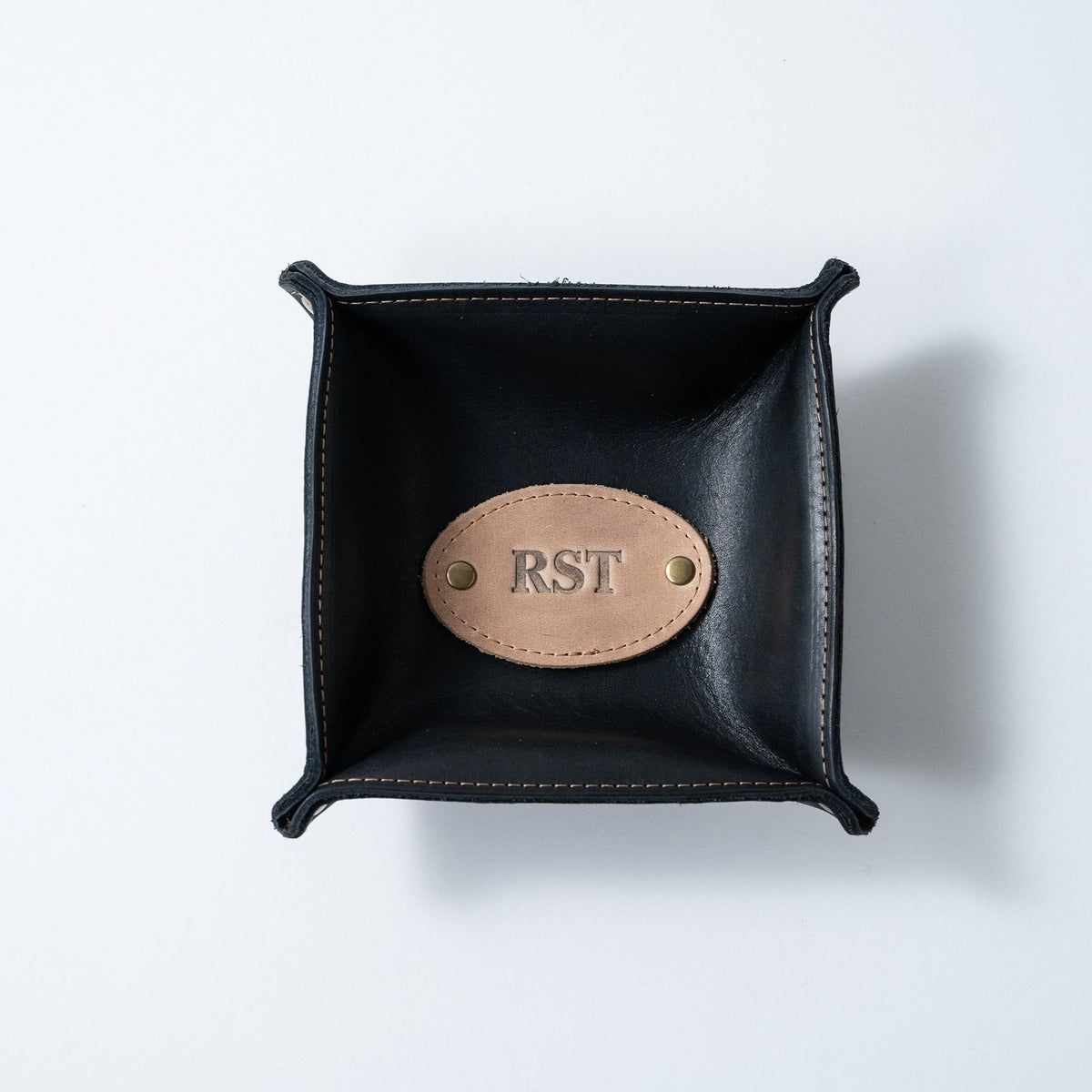 The Monticello Fine Leather Personalized Desk Valet Caddy Tray for Dresser or Office Gift - Holtz Leather