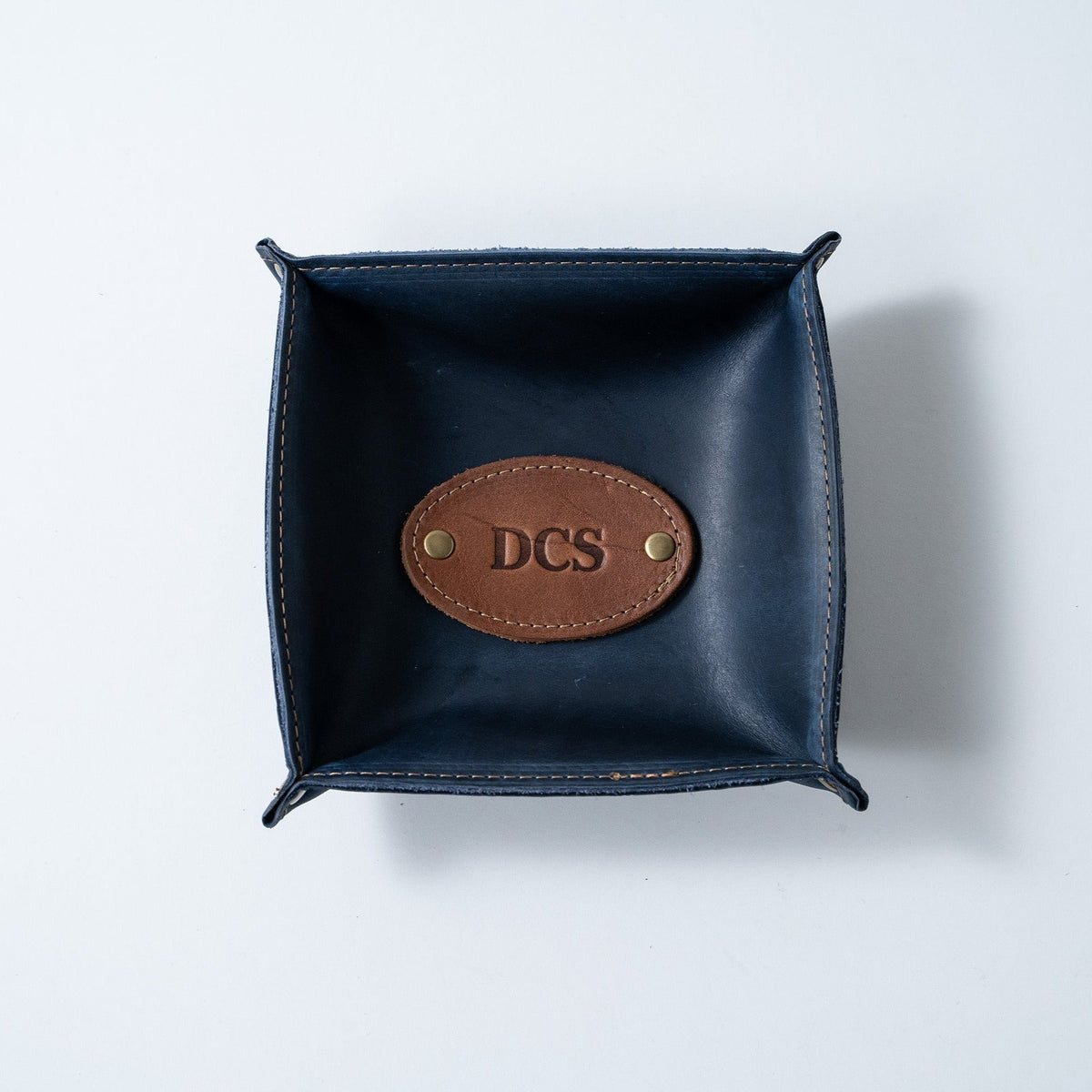 The Monticello Fine Leather Personalized Desk Valet Caddy Tray for Dresser or Office Gift - Holtz Leather