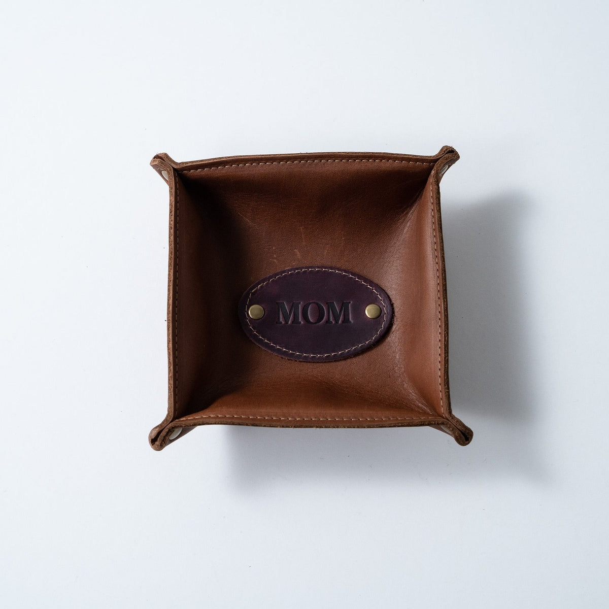 The Monticello Fine Leather Personalized Desk Valet Caddy Tray for Dresser or Office Gift - Holtz Leather