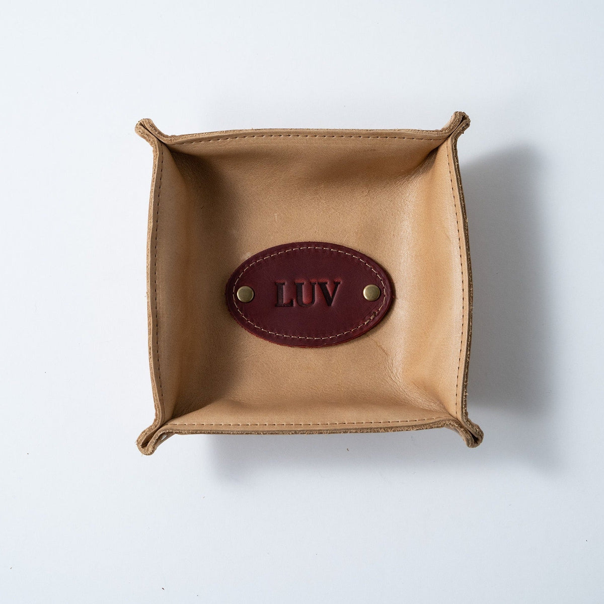 The Monticello Fine Leather Personalized Desk Valet Caddy Tray for Dresser or Office Gift - Holtz Leather