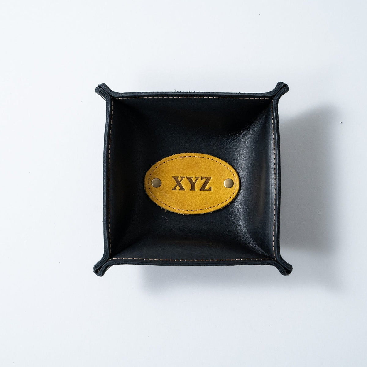 The Monticello Fine Leather Personalized Desk Valet Caddy Tray for Dresser or Office Gift - Holtz Leather