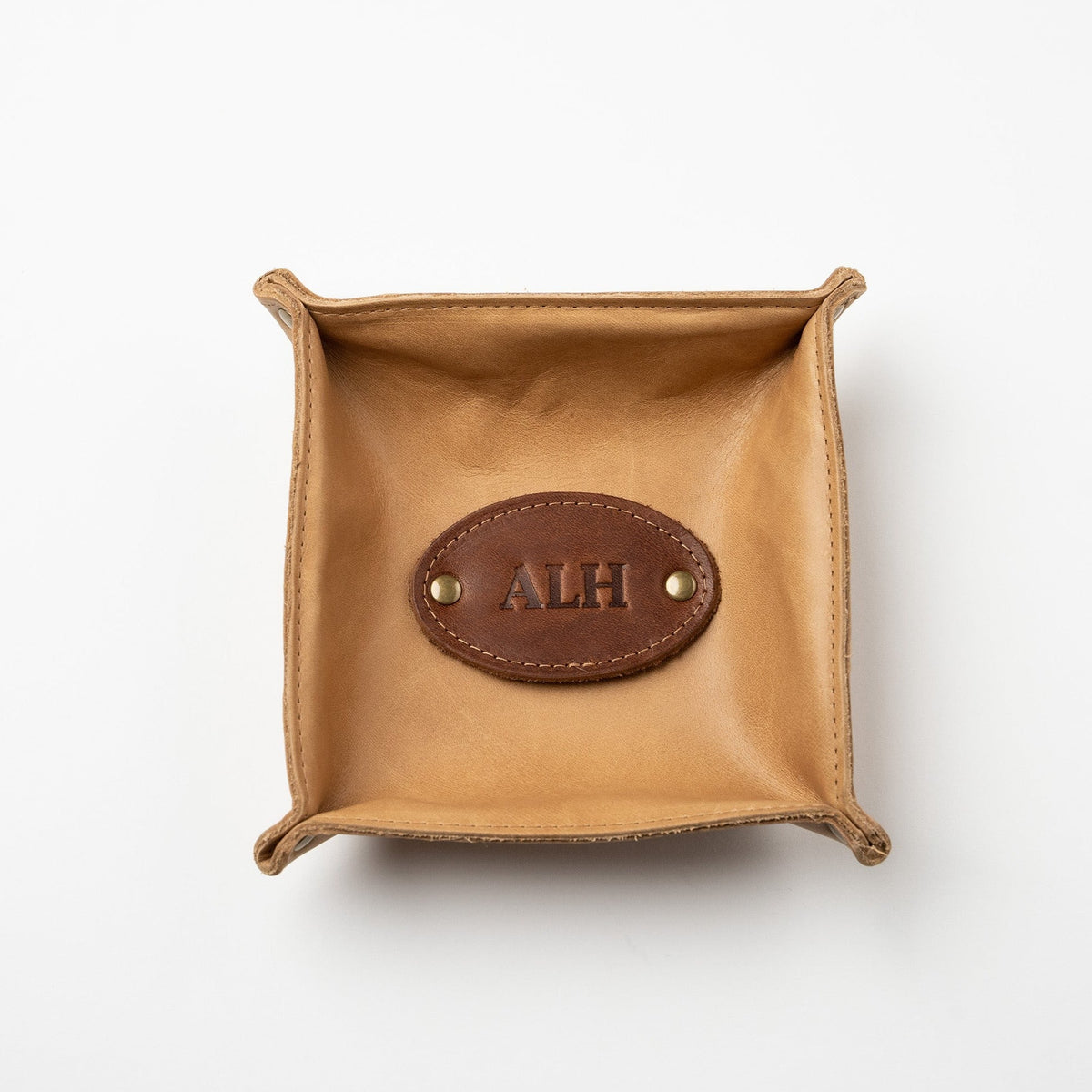 The Monticello Fine Leather Personalized Desk Valet Caddy Tray for Dresser or Office Gift - Holtz Leather