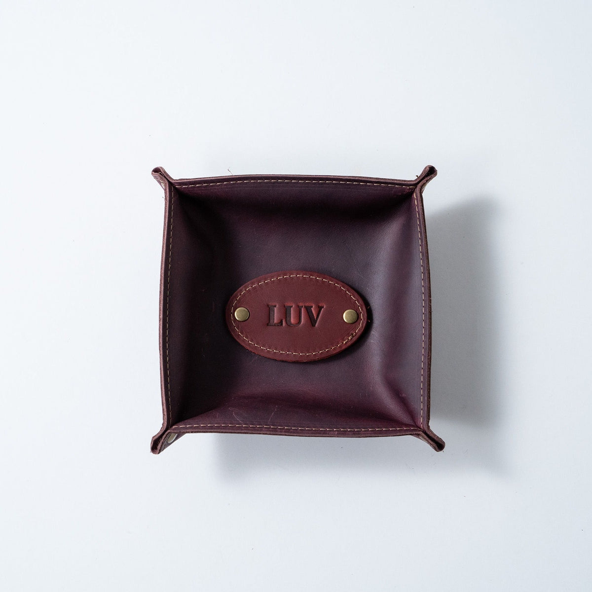 The Monticello Fine Leather Personalized Desk Valet Caddy Tray for Dresser or Office Gift - Holtz Leather