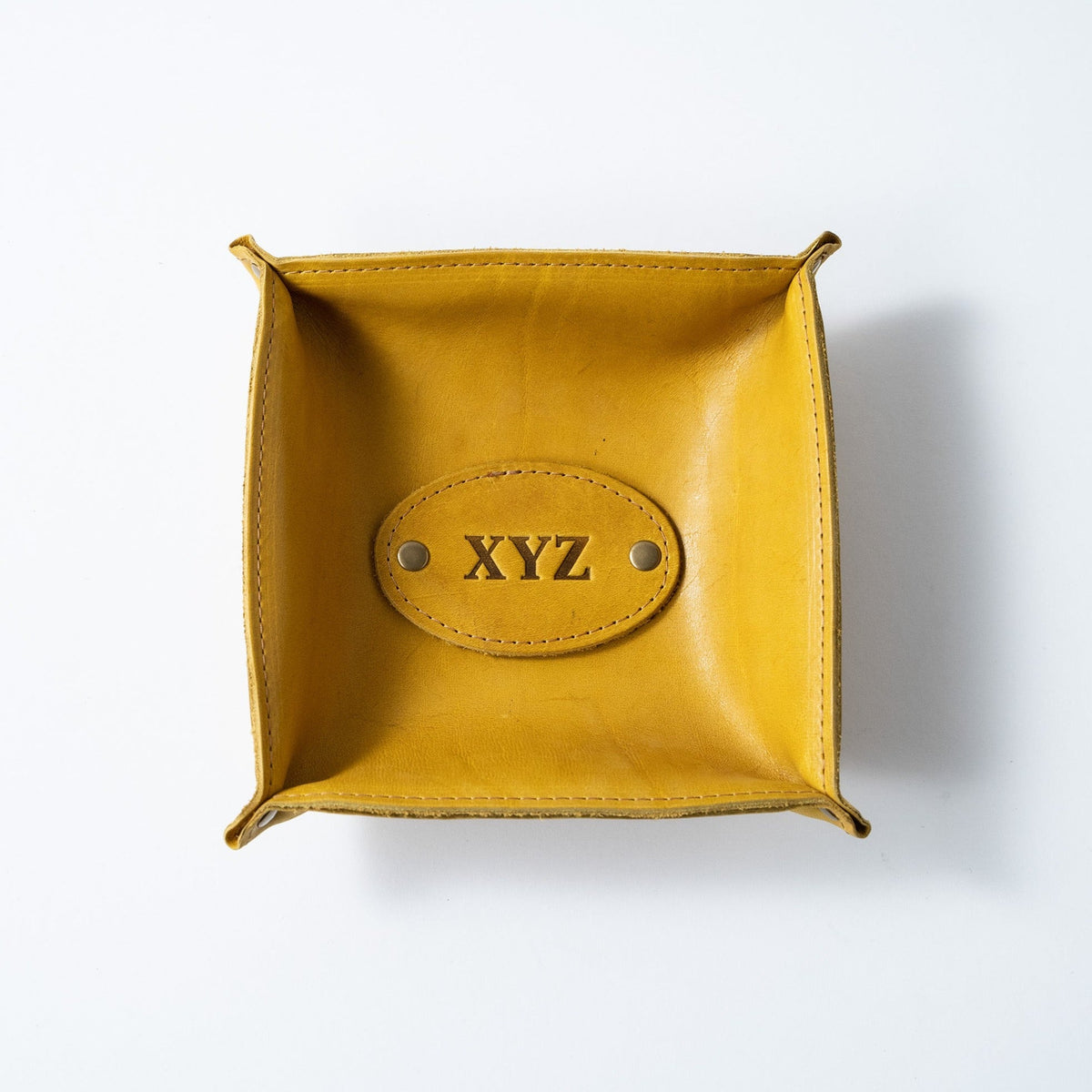 The Monticello Fine Leather Personalized Desk Valet Caddy Tray for Dresser or Office Gift - Holtz Leather