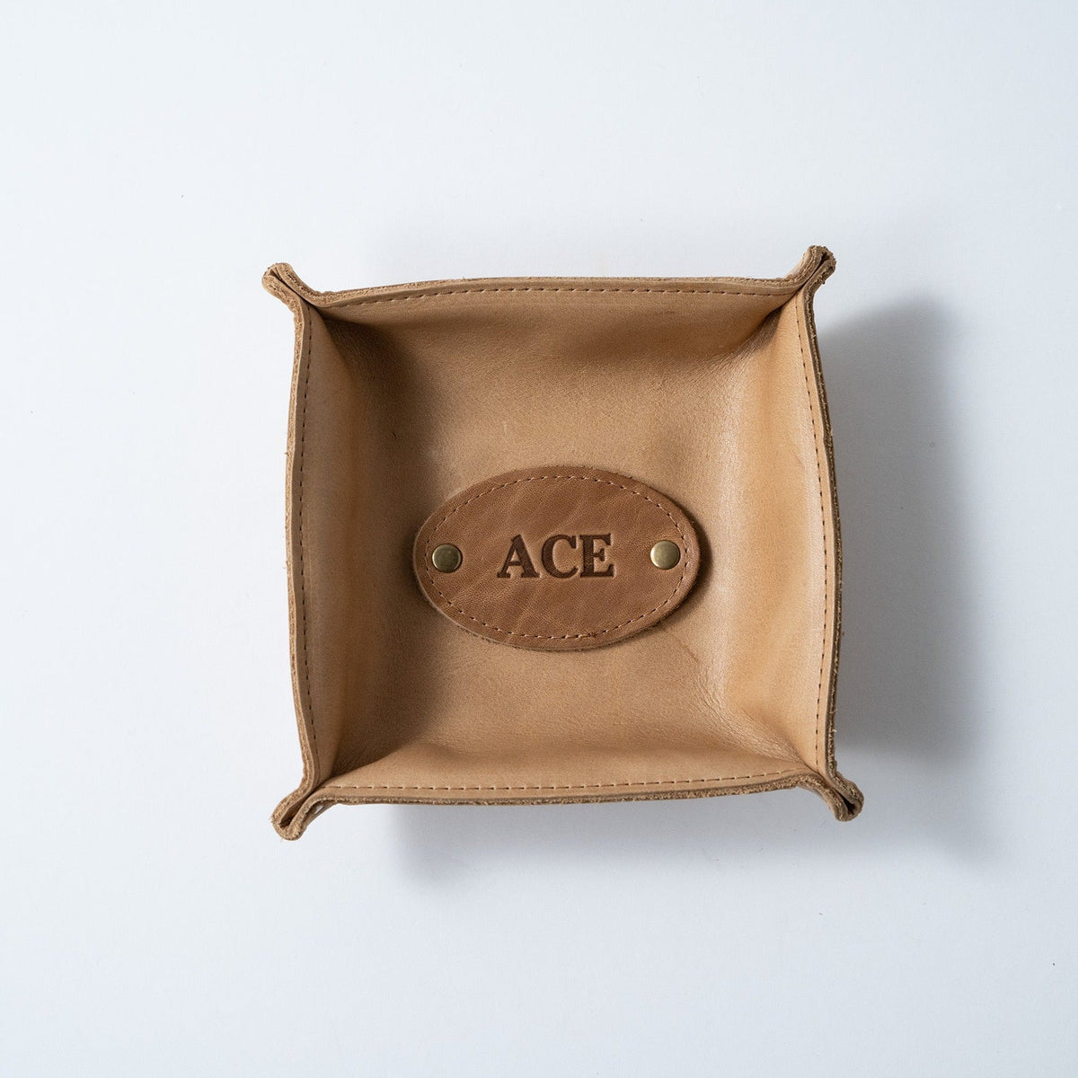 The Monticello Fine Leather Personalized Desk Valet Caddy Tray for Dresser or Office Gift - Holtz Leather