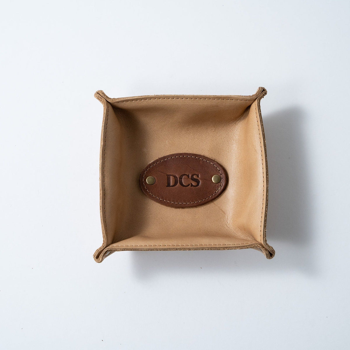 The Monticello Fine Leather Personalized Desk Valet Caddy Tray for Dresser or Office Gift - Holtz Leather