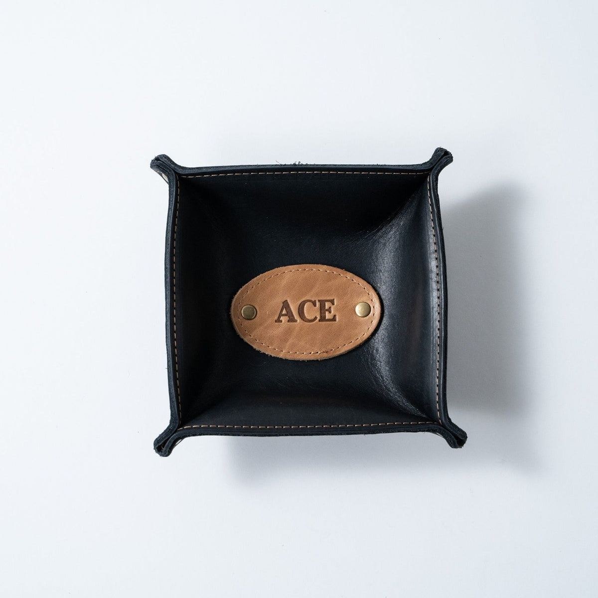 The Monticello Fine Leather Personalized Desk Valet Caddy Tray for Dresser or Office Gift - Holtz Leather