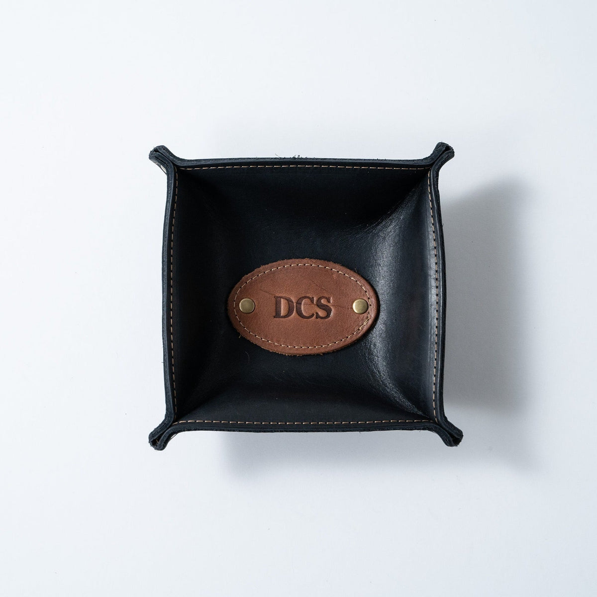 The Monticello Fine Leather Personalized Desk Valet Caddy Tray for Dresser or Office Gift - Holtz Leather