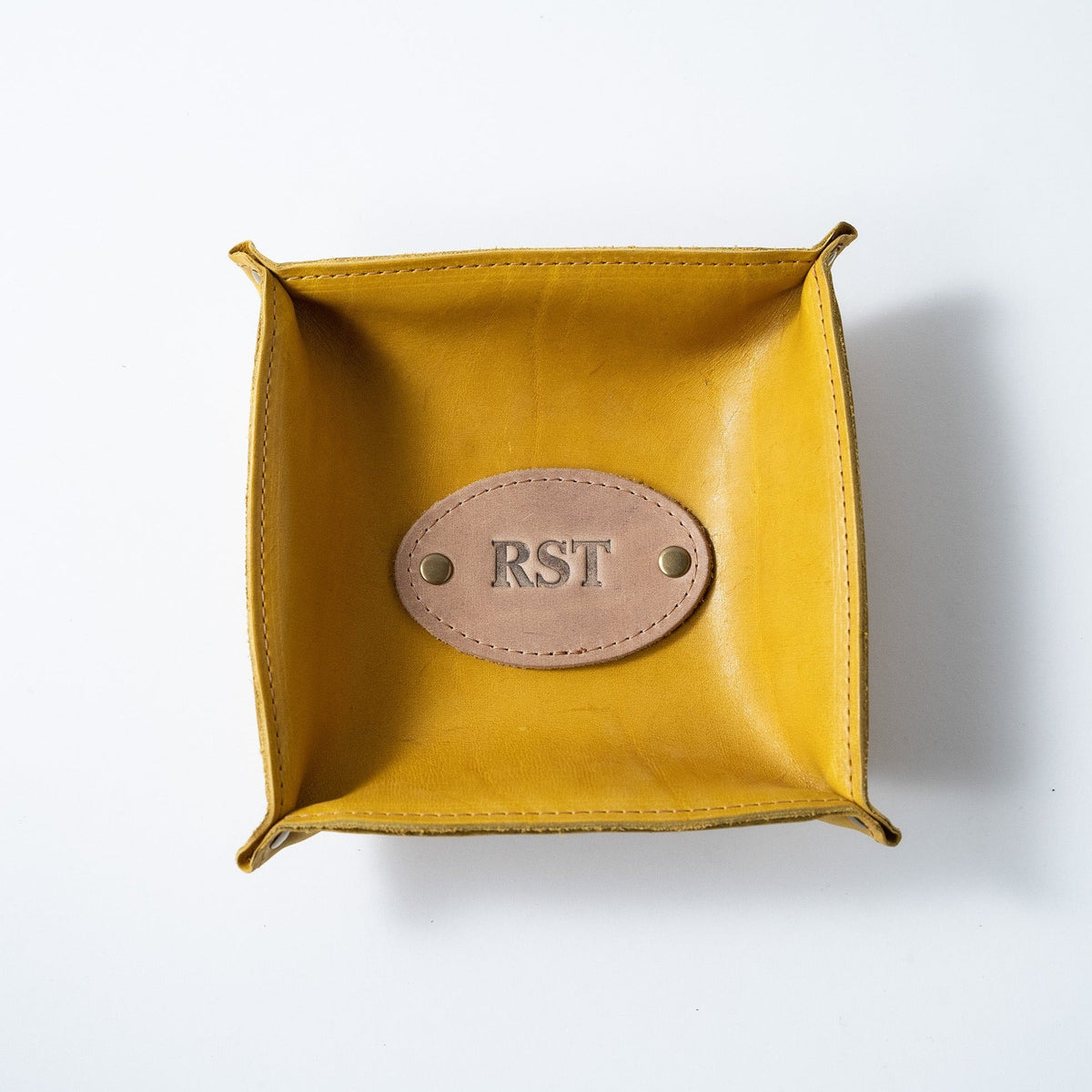 The Monticello Fine Leather Personalized Desk Valet Caddy Tray for Dresser or Office Gift - Holtz Leather