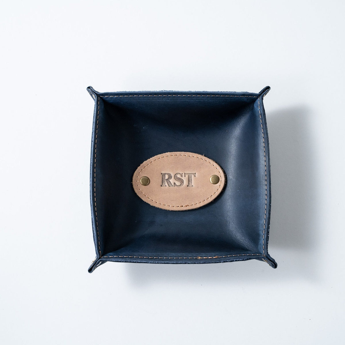 The Monticello Fine Leather Personalized Desk Valet Caddy Tray for Dresser or Office Gift - Holtz Leather