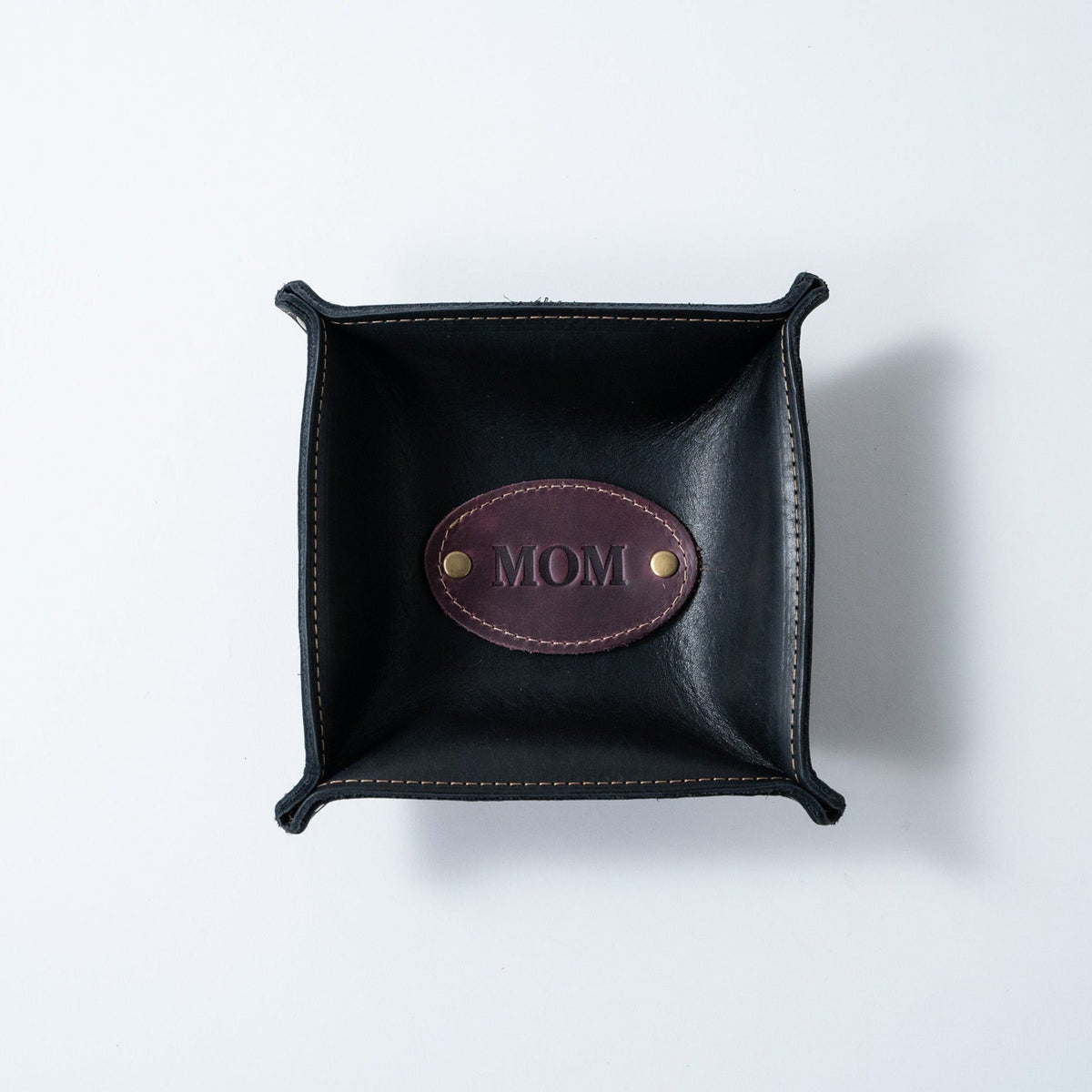 The Monticello Fine Leather Personalized Desk Valet Caddy Tray for Dresser or Office Gift - Holtz Leather