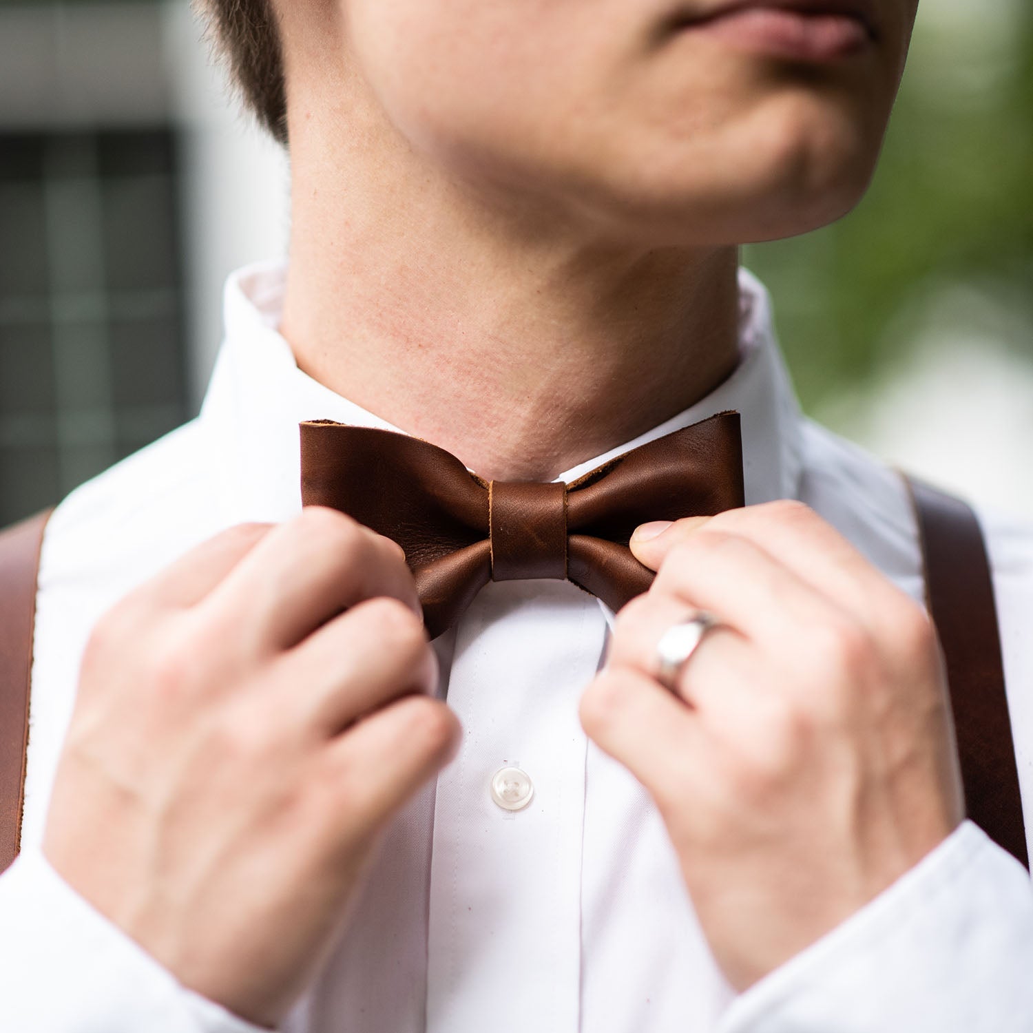 The Mr. Baker Fine Leather Bow Tie Bowtie - Holtz Leather