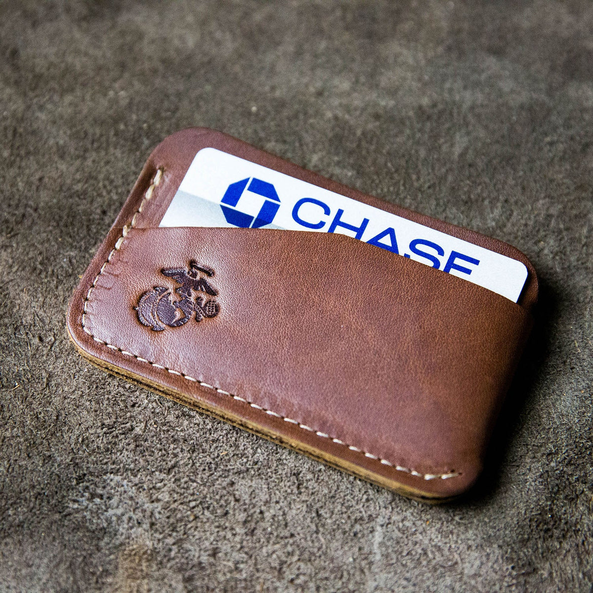 The Officially Licensed Marine Corps Charleston Fine Leather Triple Sleeve Front Pocket Wallet - Holtz Leather