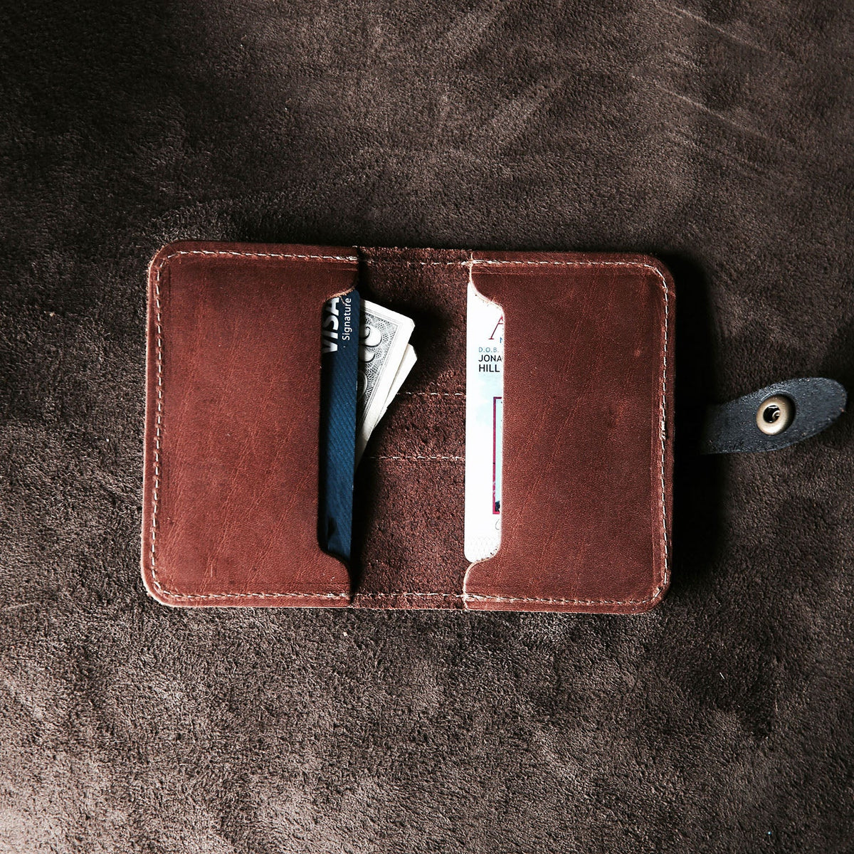 The Officially Licensed Marine Corps Doolittle Fine Leather Snap Closure Wallet BiFold - Holtz Leather