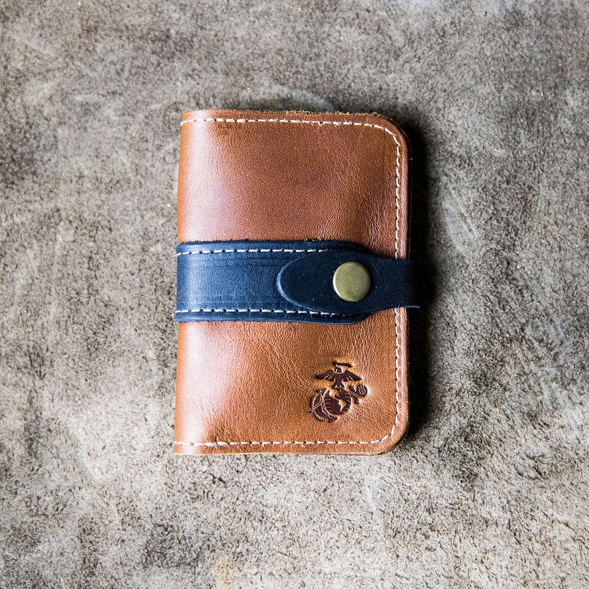 The Officially Licensed Marine Corps Doolittle Fine Leather Snap Closure Wallet BiFold - Holtz Leather