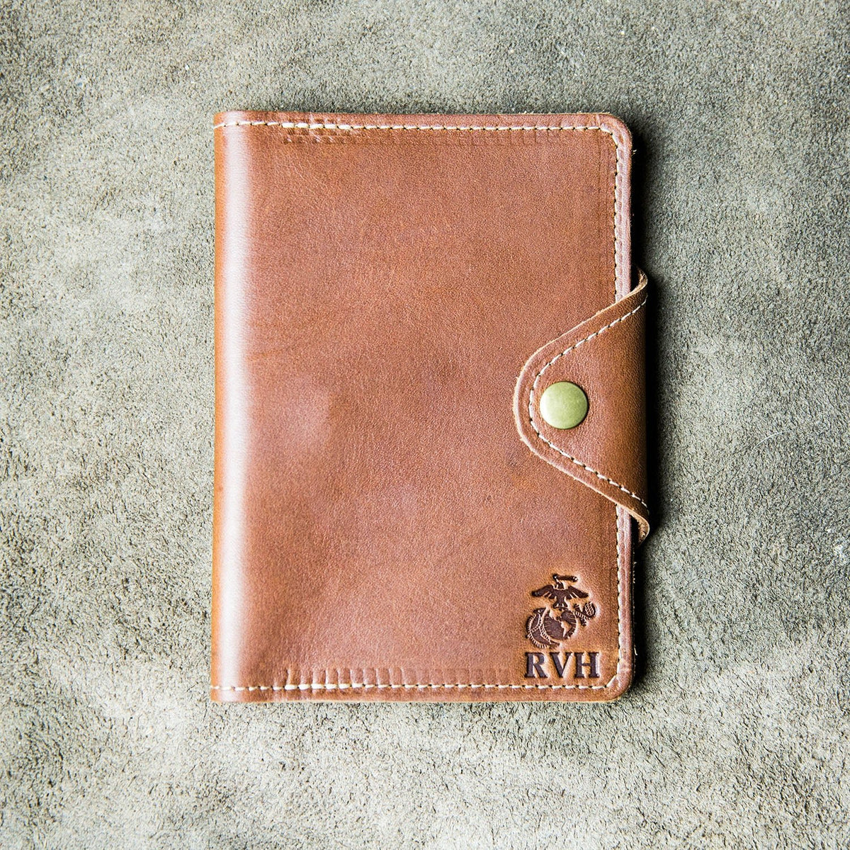 The Officially Licensed Marine Corps Logbook Fine Leather Field Notes Moleskine Wallet Pocketbook Cover - Holtz Leather