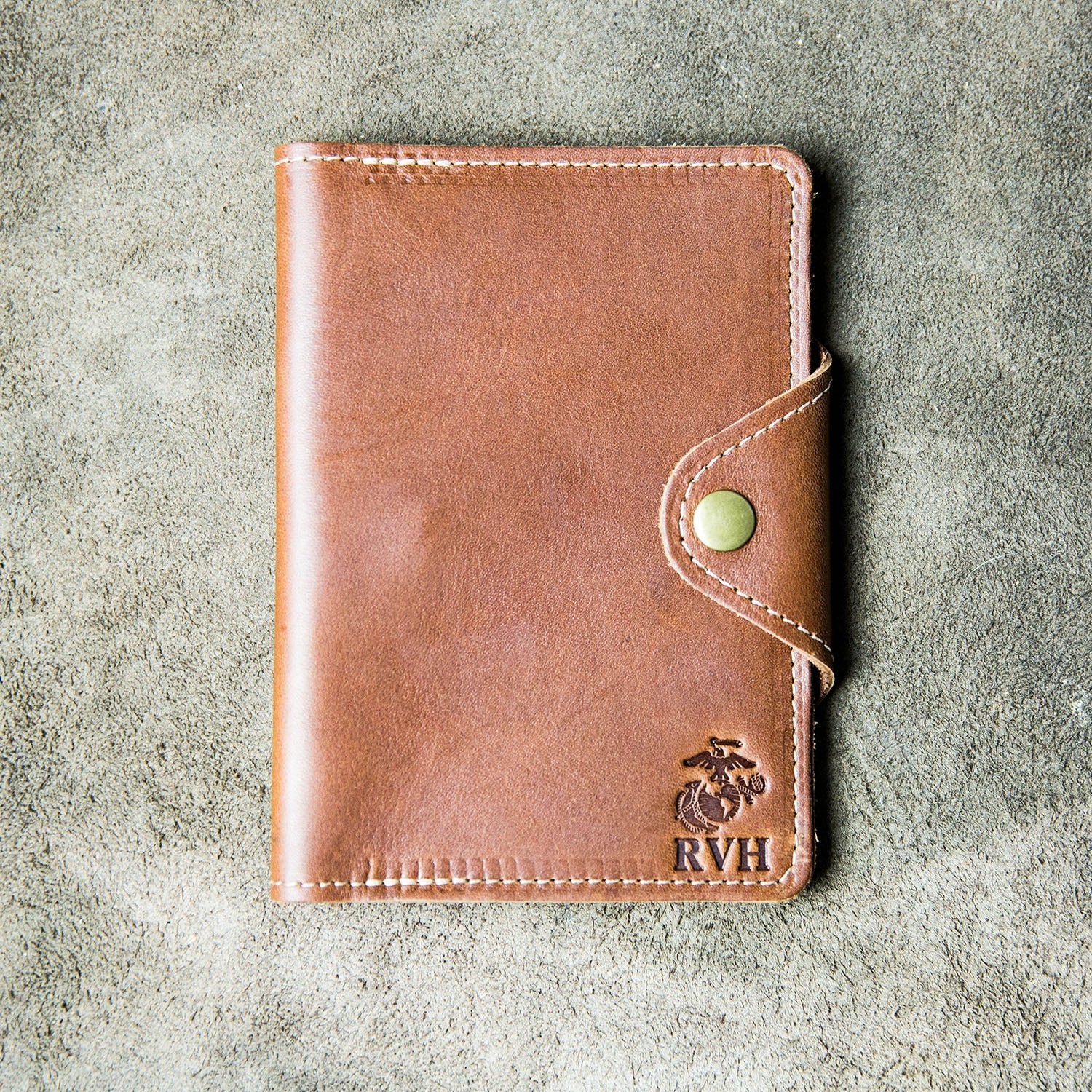 The Officially Licensed Marine Corps Logbook Fine Leather Field Notes Moleskine Wallet Pocketbook Cover - Holtz Leather