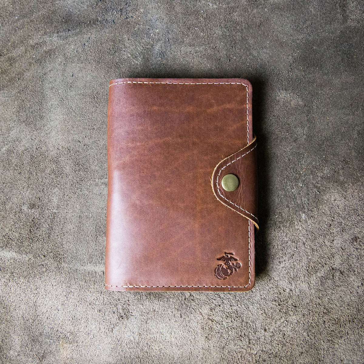The Officially Licensed Marine Corps Logbook Fine Leather Field Notes Moleskine Wallet Pocketbook Cover - Holtz Leather