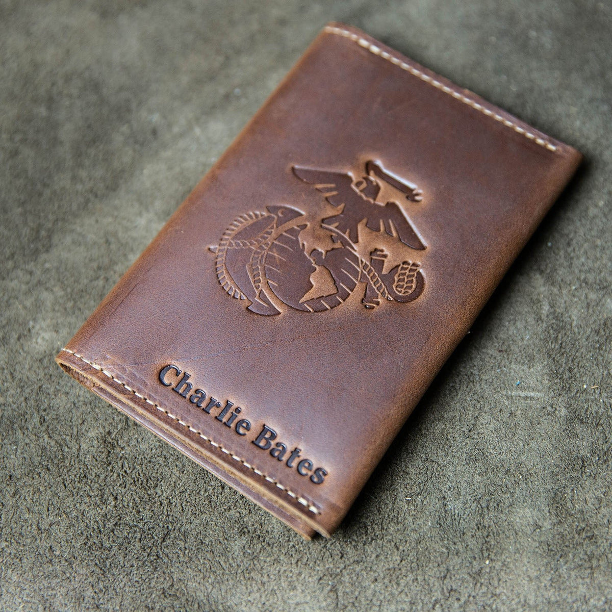 The Officially Licensed Marine Corps Pioneer Fine Leather Passport Wallet Passport Cover - Holtz Leather