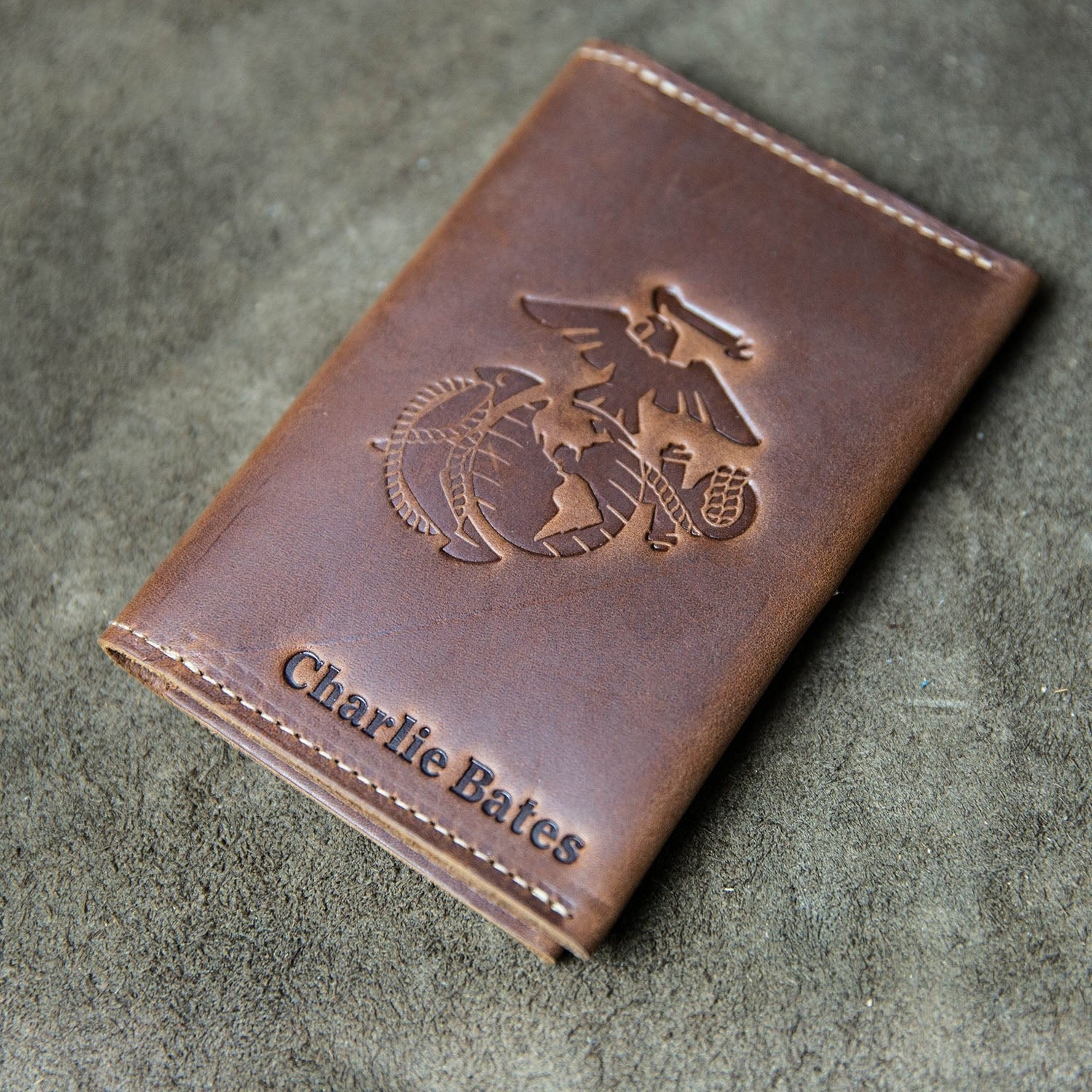 The Officially Licensed Marine Corps Pioneer Fine Leather Passport Wallet Passport Cover - Holtz Leather