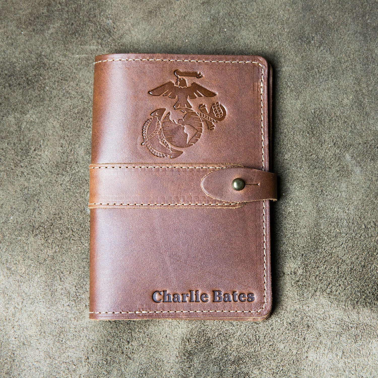 The Officially Licensed Marine Corps Surveyor Fine Leather Pocket Journal Cover for Field Notes - Holtz Leather