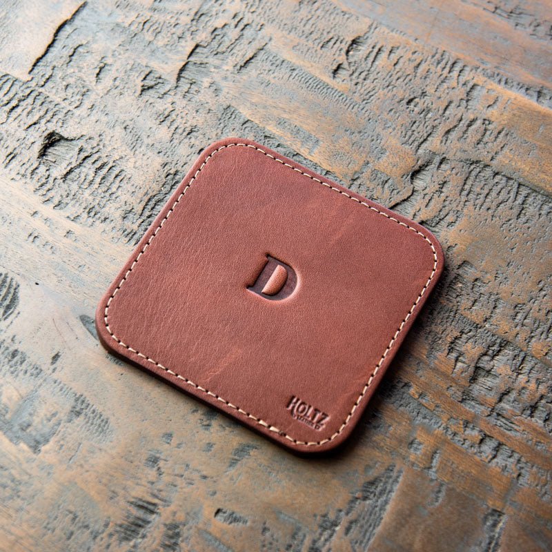 The Ranch House Personalized Fine Leather Coaster Set of 4 Coasters - Holtz Leather