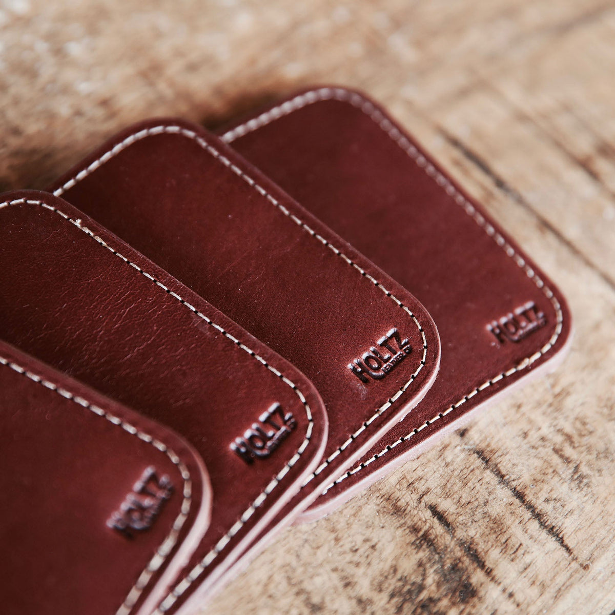The Ranch House Personalized Fine Leather Coaster Set of 4 Coasters - Holtz Leather