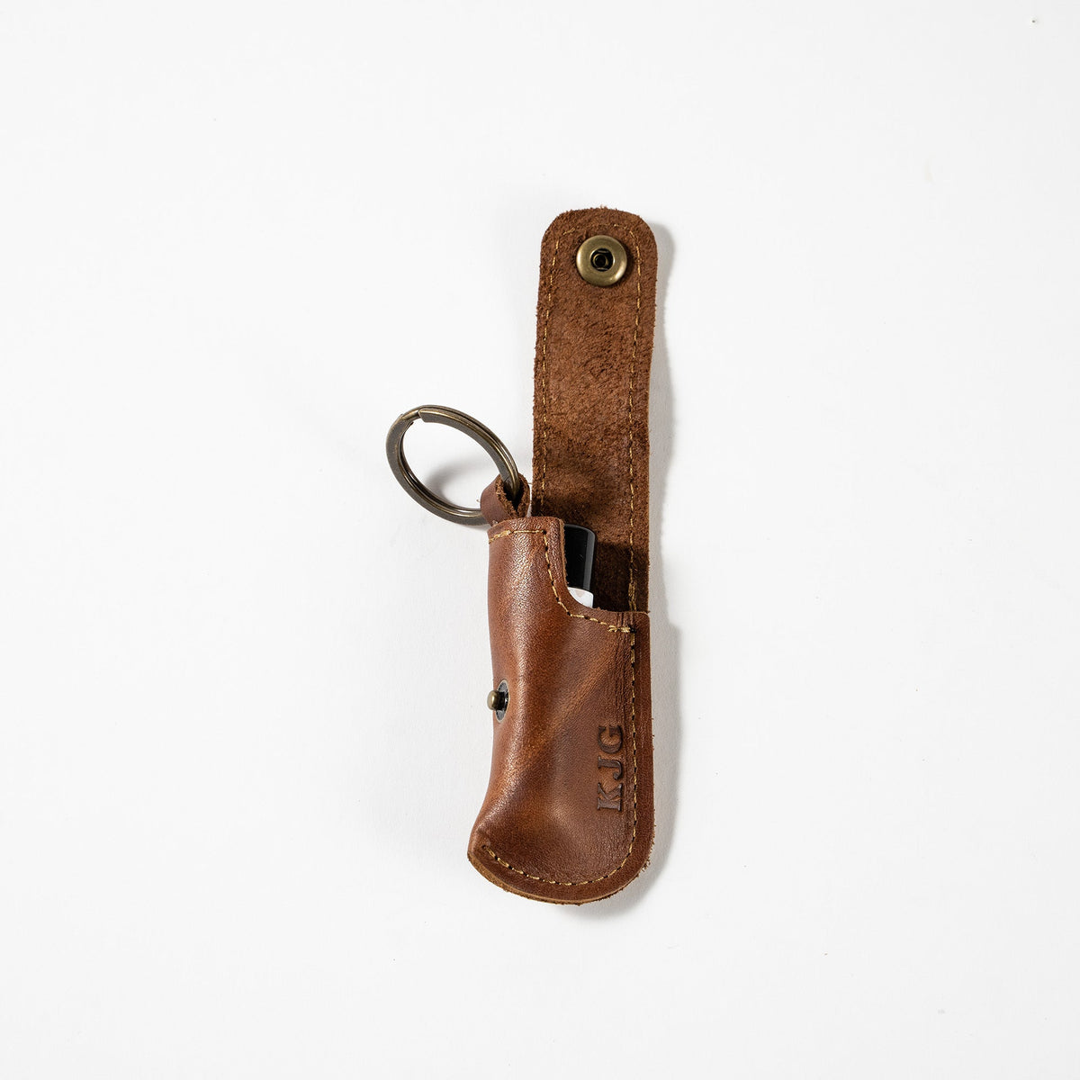 The Sidekick Personalized Fine Leather Lip Balm Holster with Key Ring - Holtz Leather