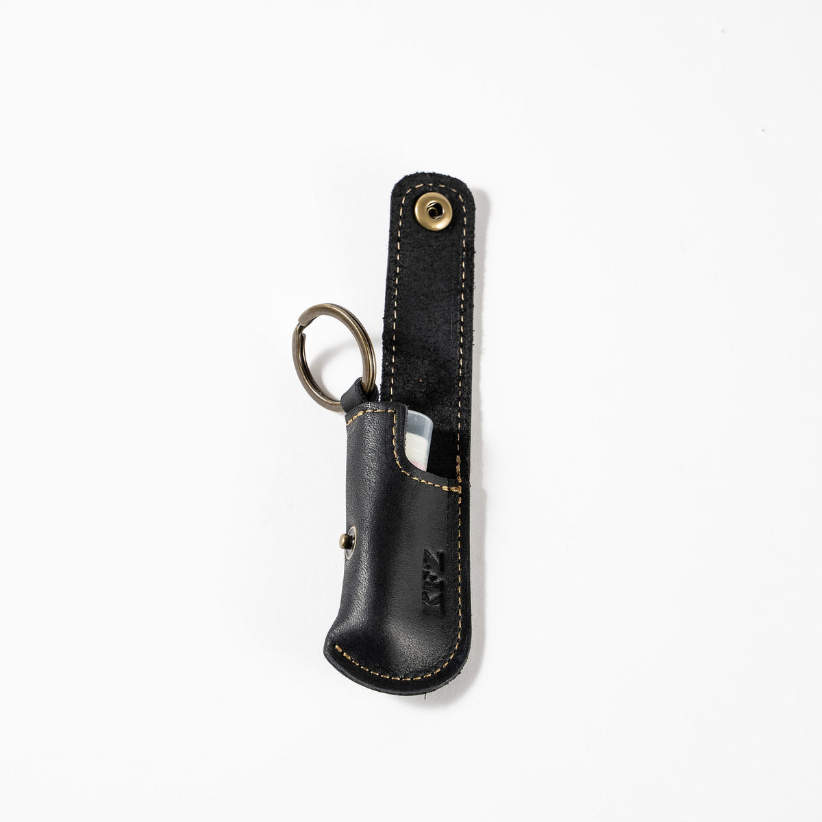 The Sidekick Personalized Fine Leather Lip Balm Holster with Key Ring - Holtz Leather