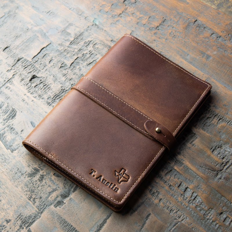 The Texas Inventor Personalized Fine Leather A5 Moleskine Journal Diary with Texas Logo - Holtz Leather