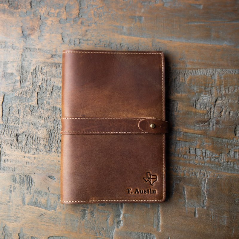 The Texas Inventor Personalized Fine Leather A5 Moleskine Journal Diary with Texas Logo - Holtz Leather