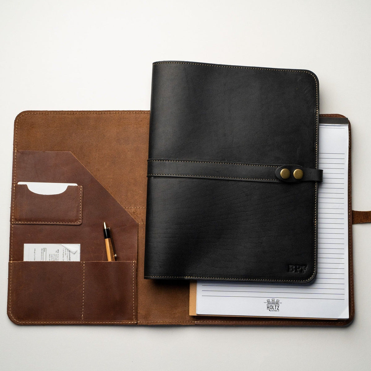 The Vanderbilt 2.0 Fine Leather Portfolio Padfolio - Fits iPad - Now with two Journals & Updated Features - Holtz Leather