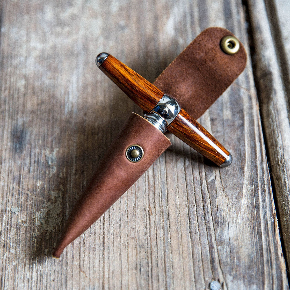 The Vino Personalized Hand Turned Wine Bottle Stopper Corkscrew & Leather Sleeve - Holtz Leather