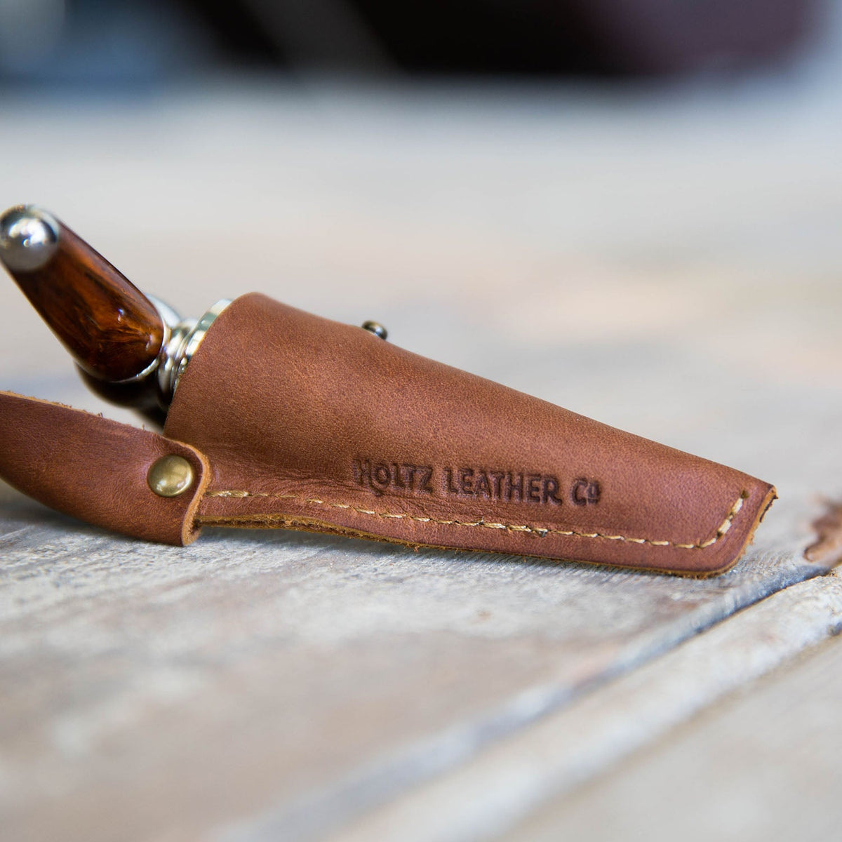 The Vino Personalized Hand Turned Wine Bottle Stopper Corkscrew & Leather Sleeve - Holtz Leather