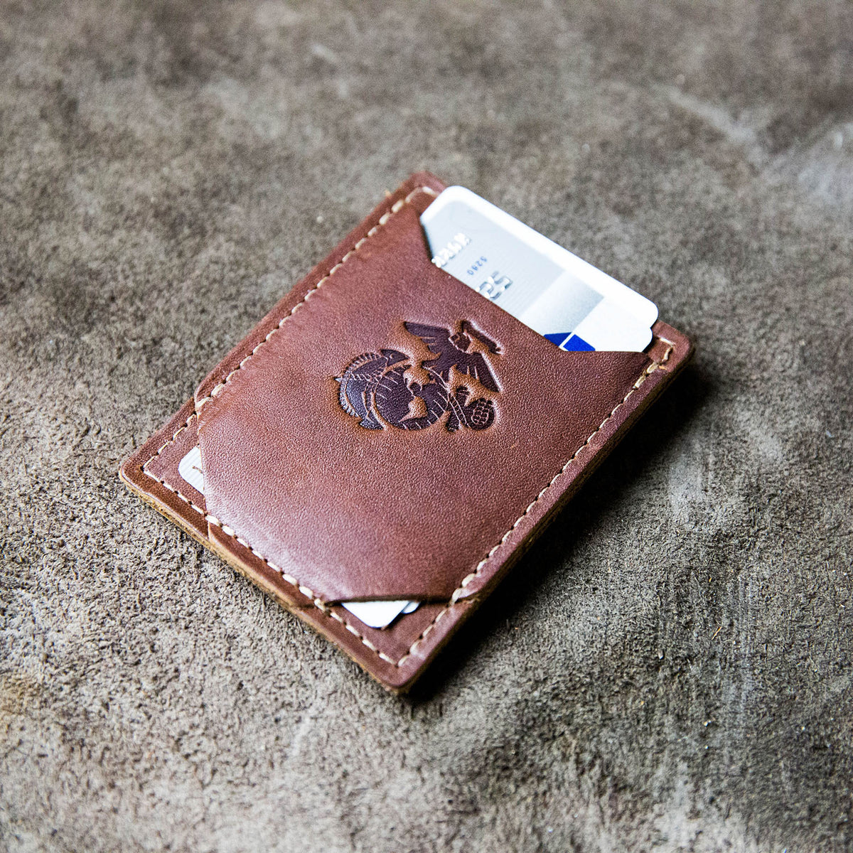 Money clip front pocket wallet with Marine Corps logo