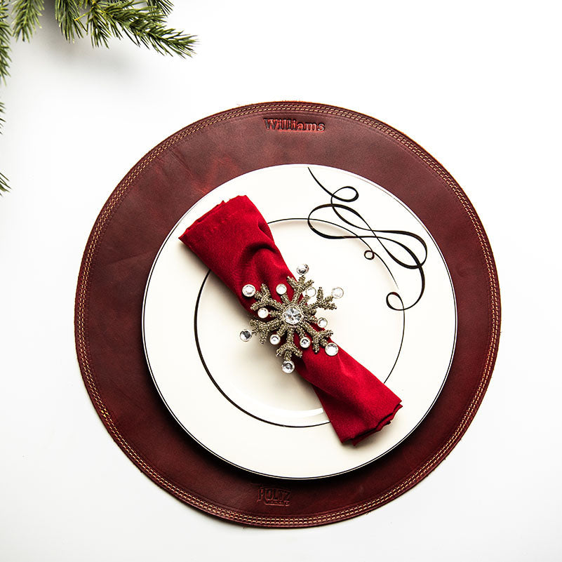 Circle Personalized Fine Leather Placemats