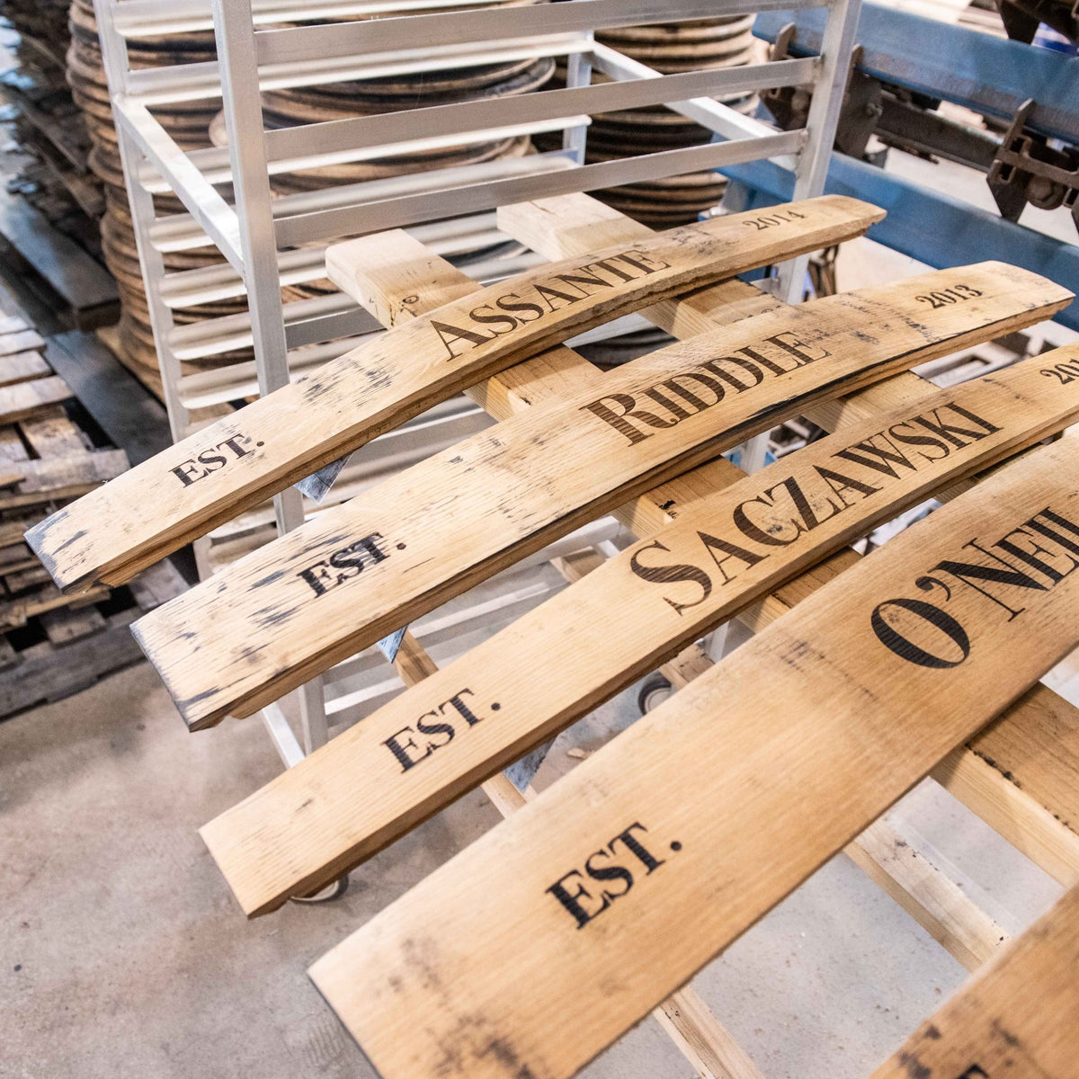 Your Logo + Our Barrel Staves - Sign made from Tennessee Whiskey Barrel Stave Wall Art - Custom Logo and Corporate Gifting - Holtz Leather