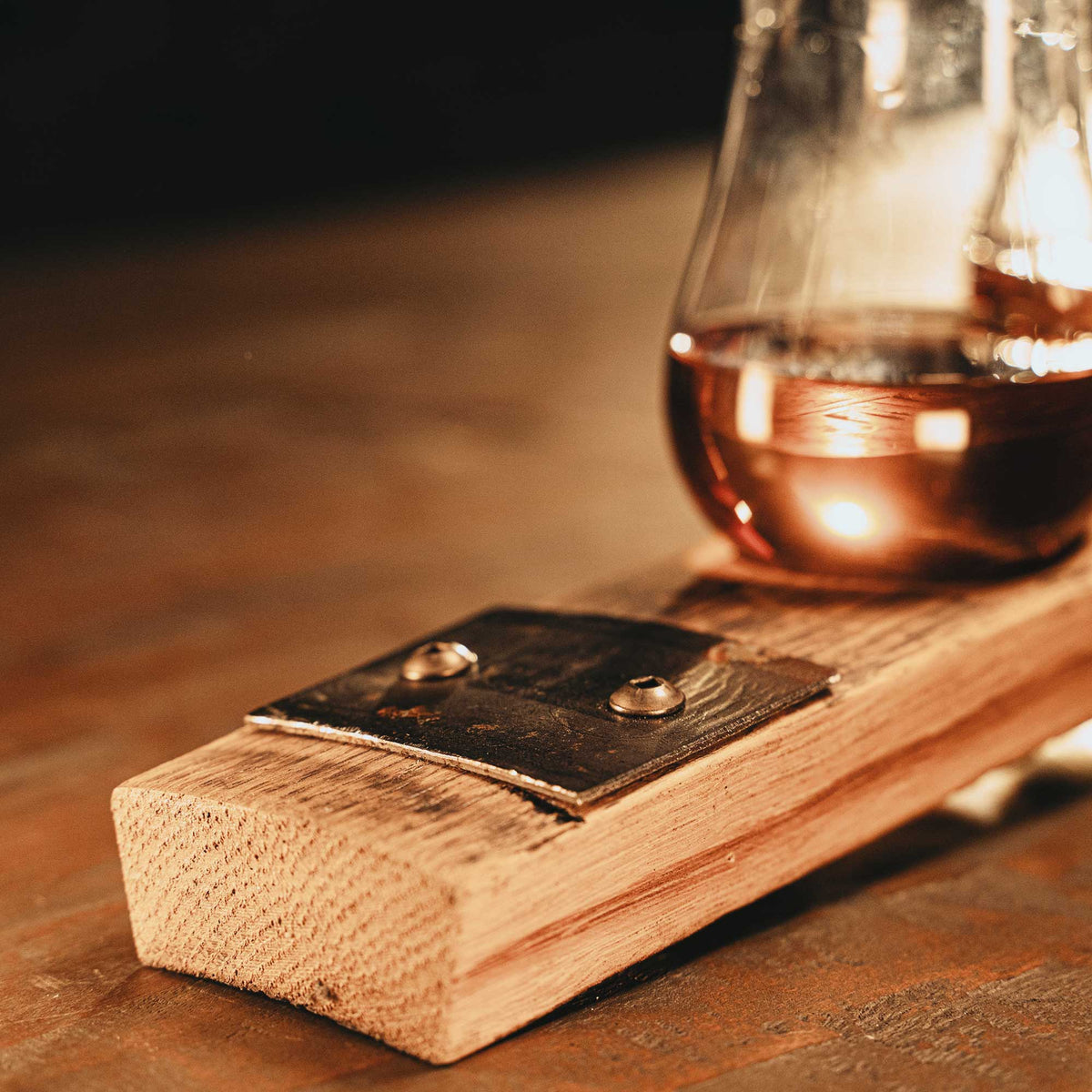 Your Logo + Our Barrels - Personalized Whiskey Flight from Tennessee Whiskey Barrel Stave - Custom Logo and Corporate Gifting - Holtz Leather